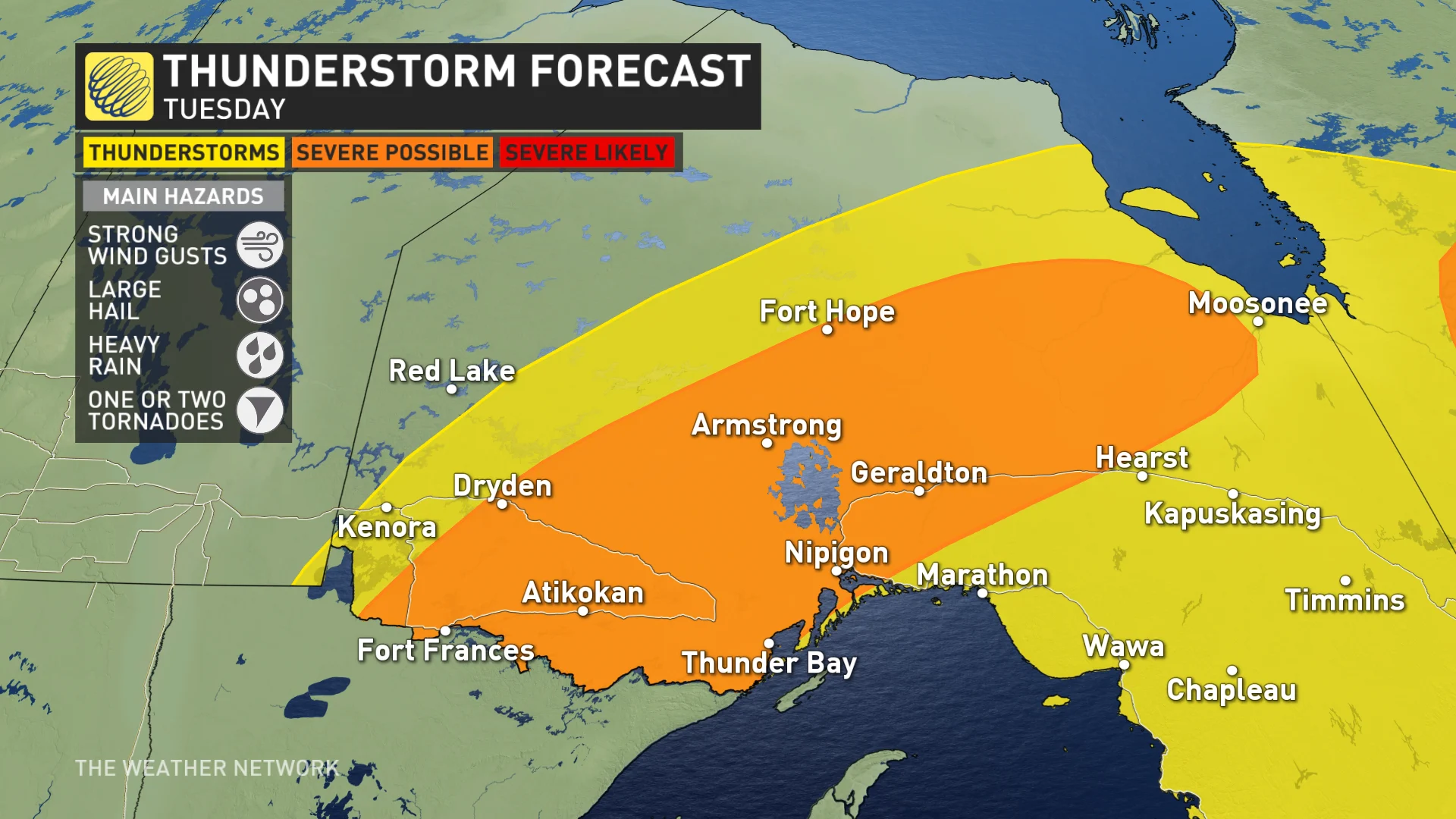 NW Ontario storm risk map Tuesday_June 17