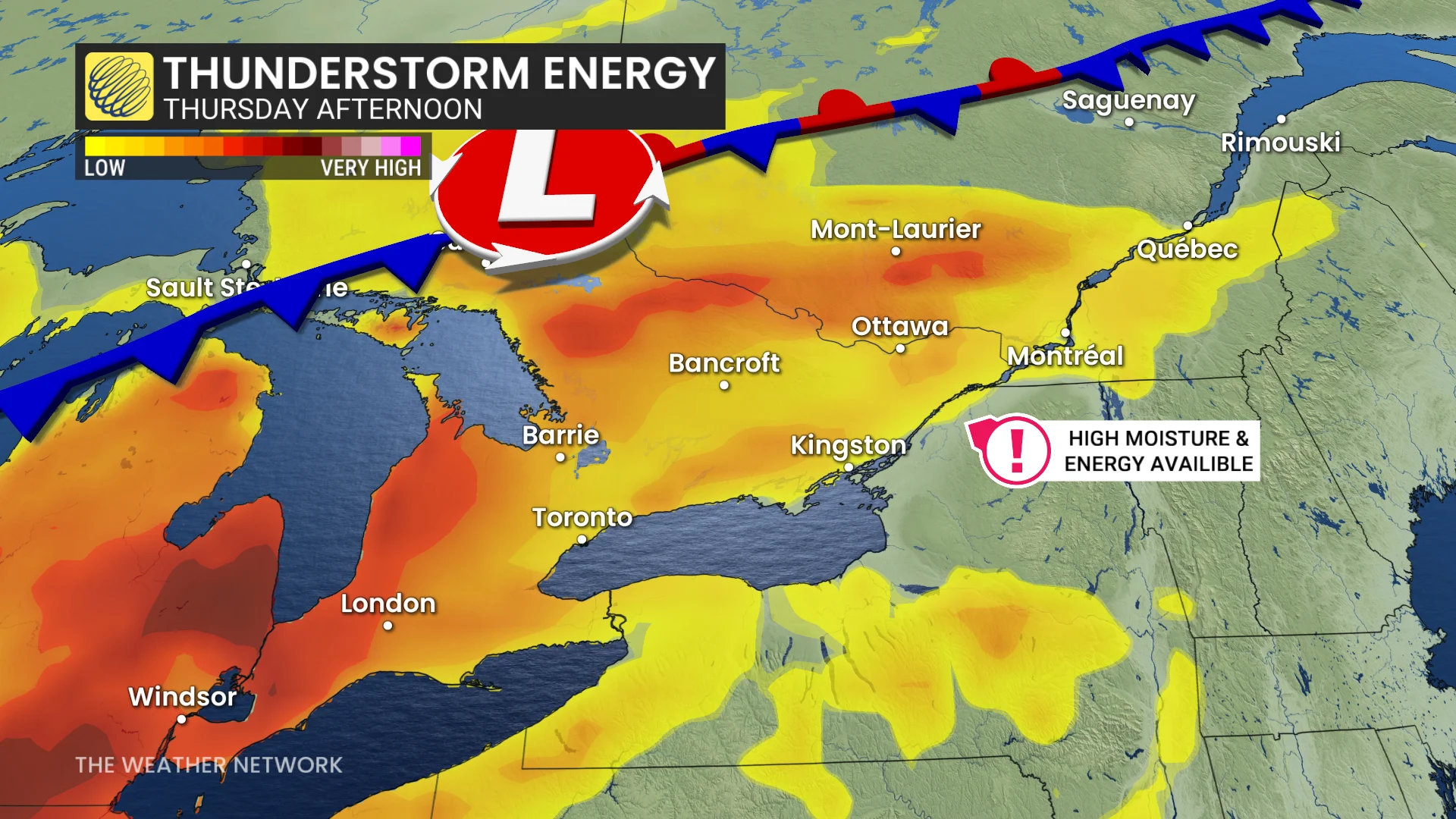Southern Ontario thunderstorm energy Thursday afternoon