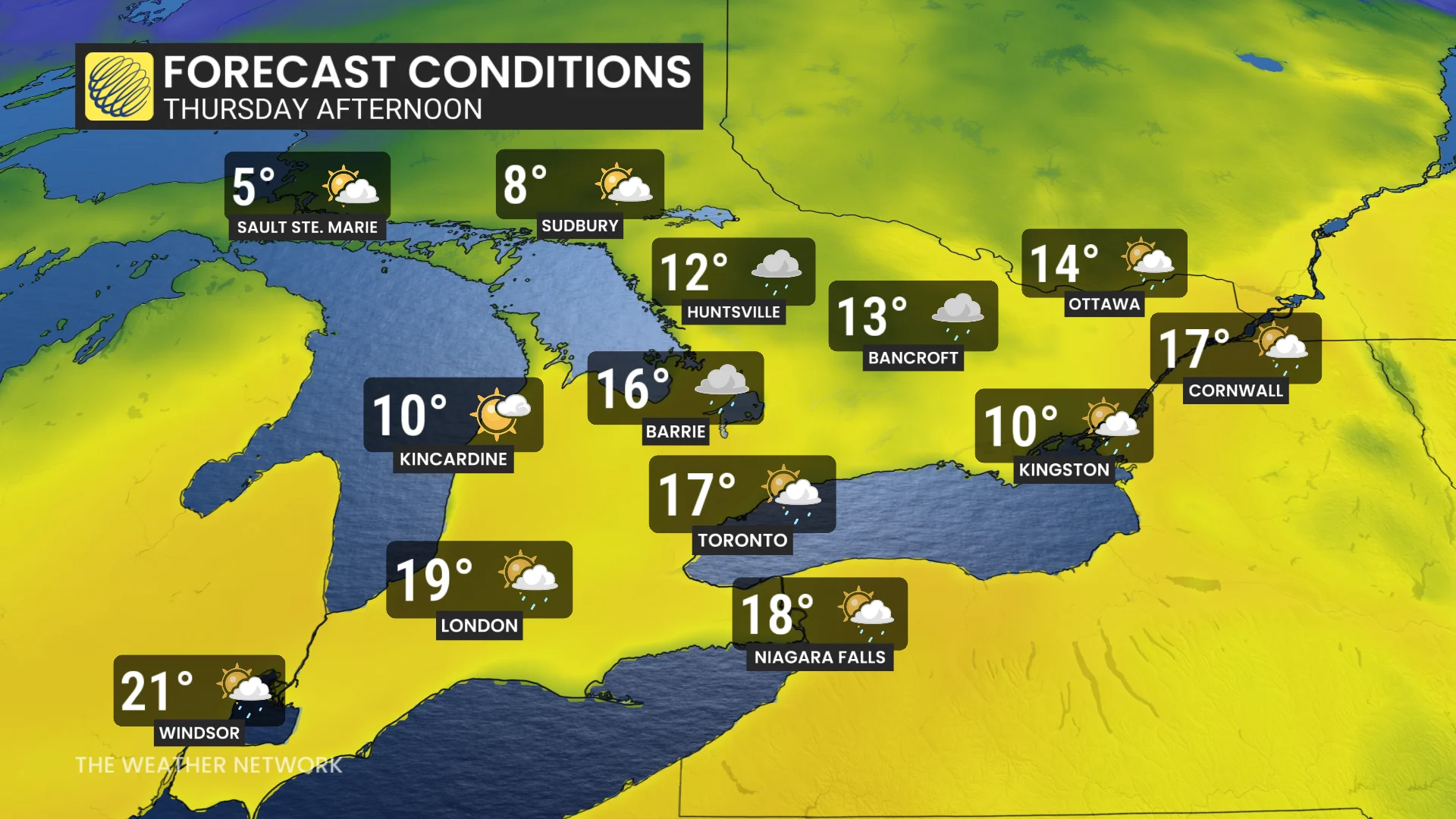 Baron - Ontario temperatures Thursday - April 9