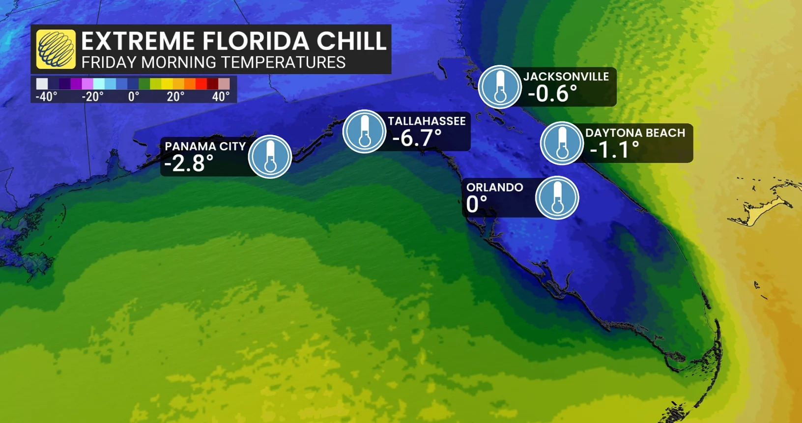 Extreme Florida chill Friday, Jan. 16
