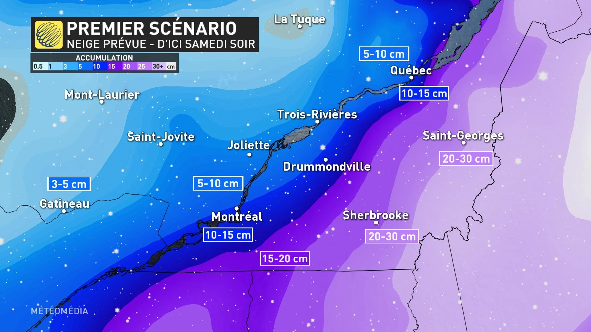 Bordée de samedi des régions sur la mince ligne des 15 cm MétéoMédia