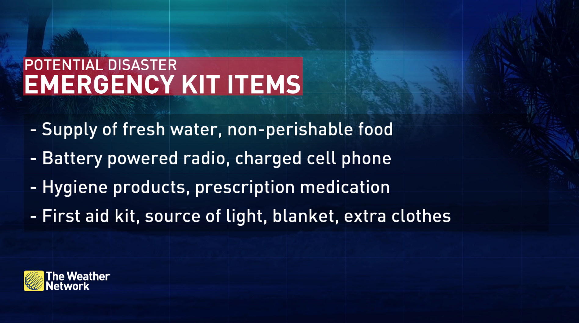 Emergency kit items - hurricane, wildfire, evacuations, safety, tips