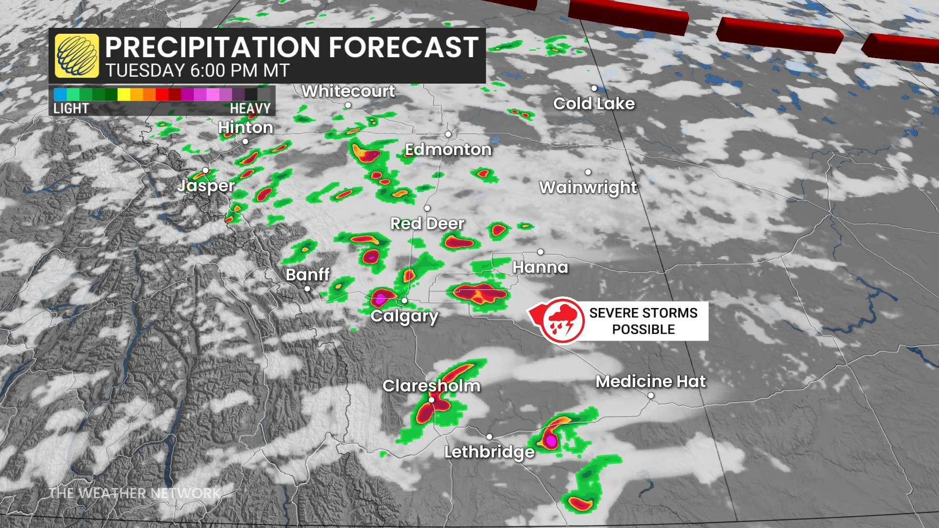 Alberta Tuesday evening forecast storms - Aug. 11, 2026