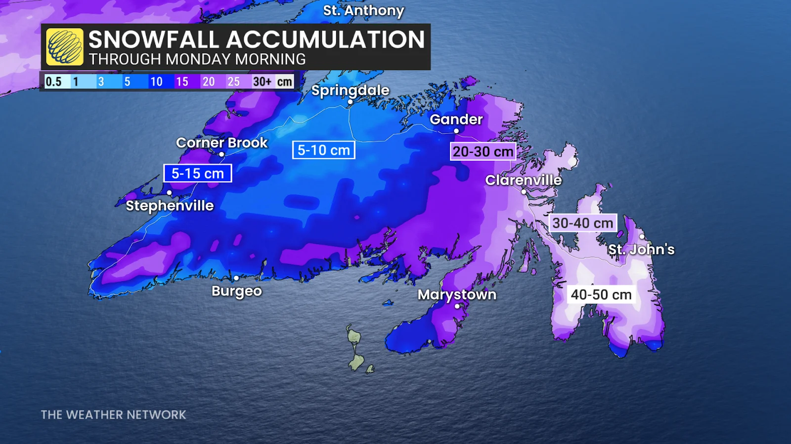 Snowfall, Snow, Winter, Cold, Accumulation, Newfoundland, Storm, January 02, 2026. (The Weather Network/Kevin Mackay)