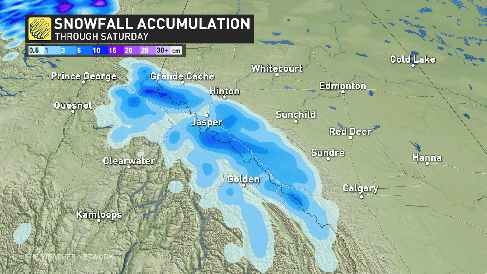 Alberta snowfall accumulation