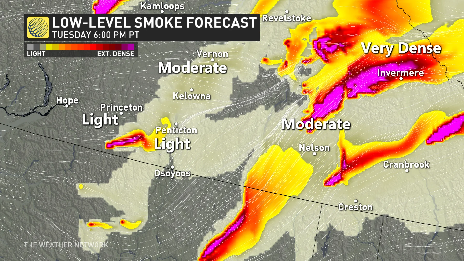 B.C. low-level smoke forecast Tuesday