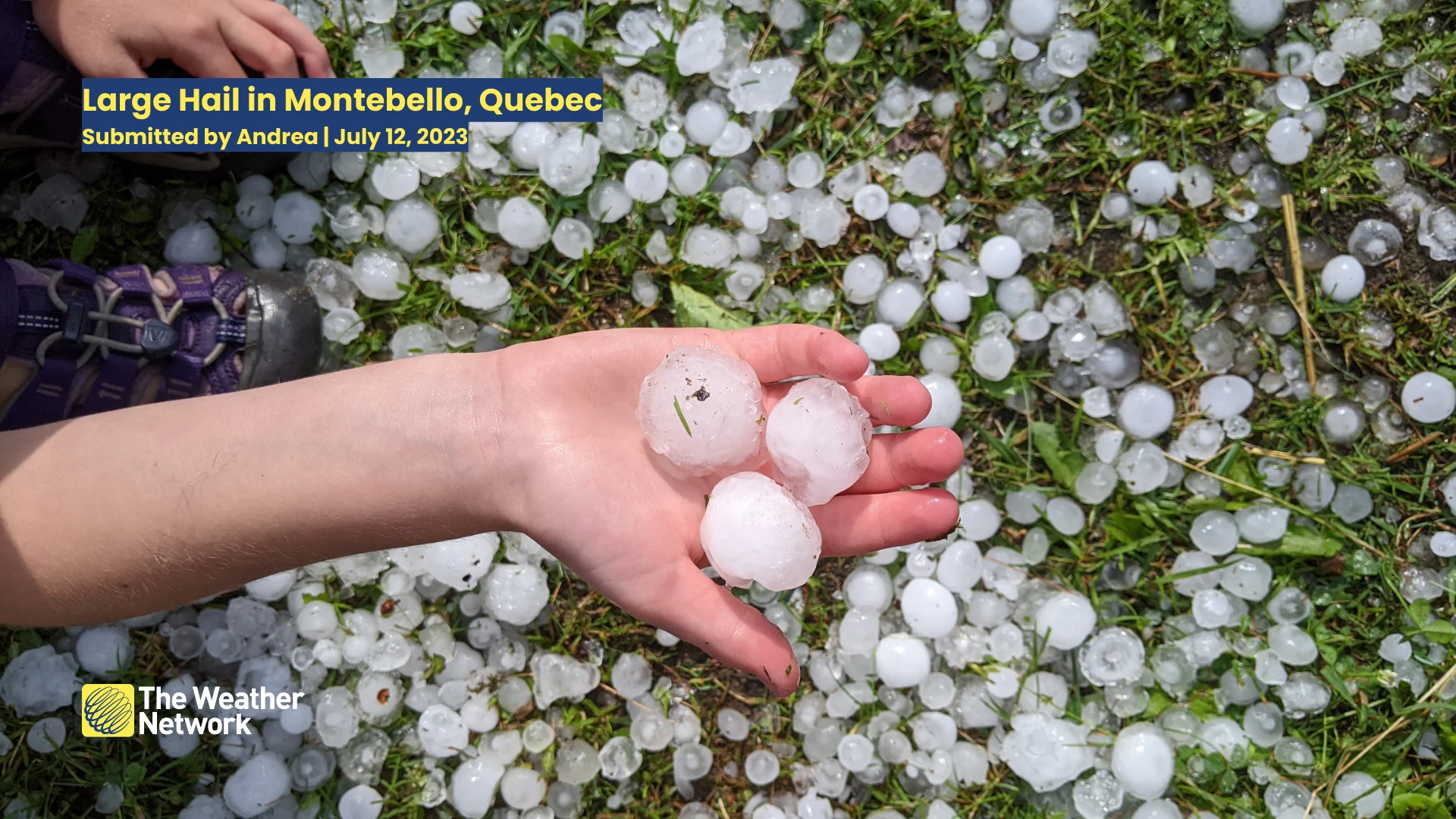 (UGC/Andrea) Hail in Quebec July 12 2023