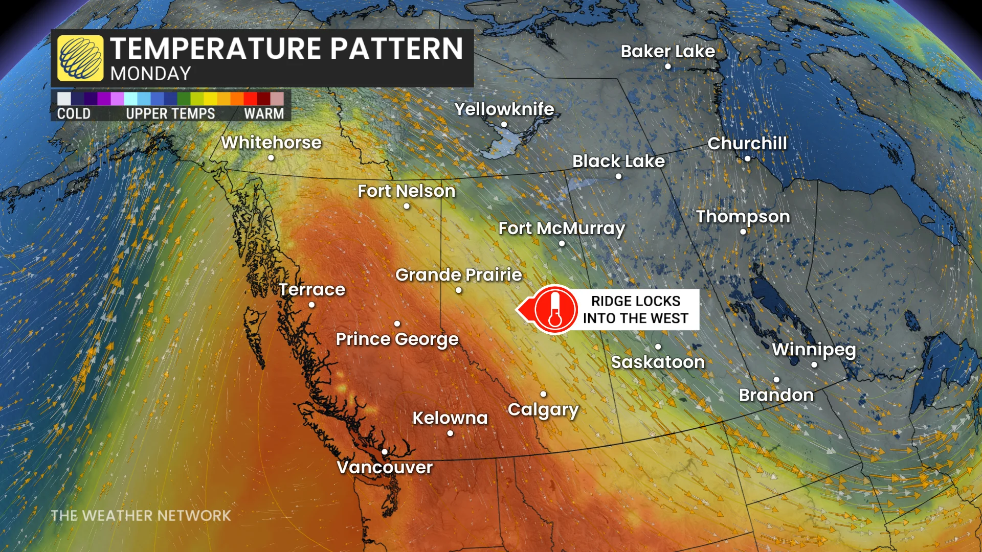 British Columbia Temperature Pattern Monday