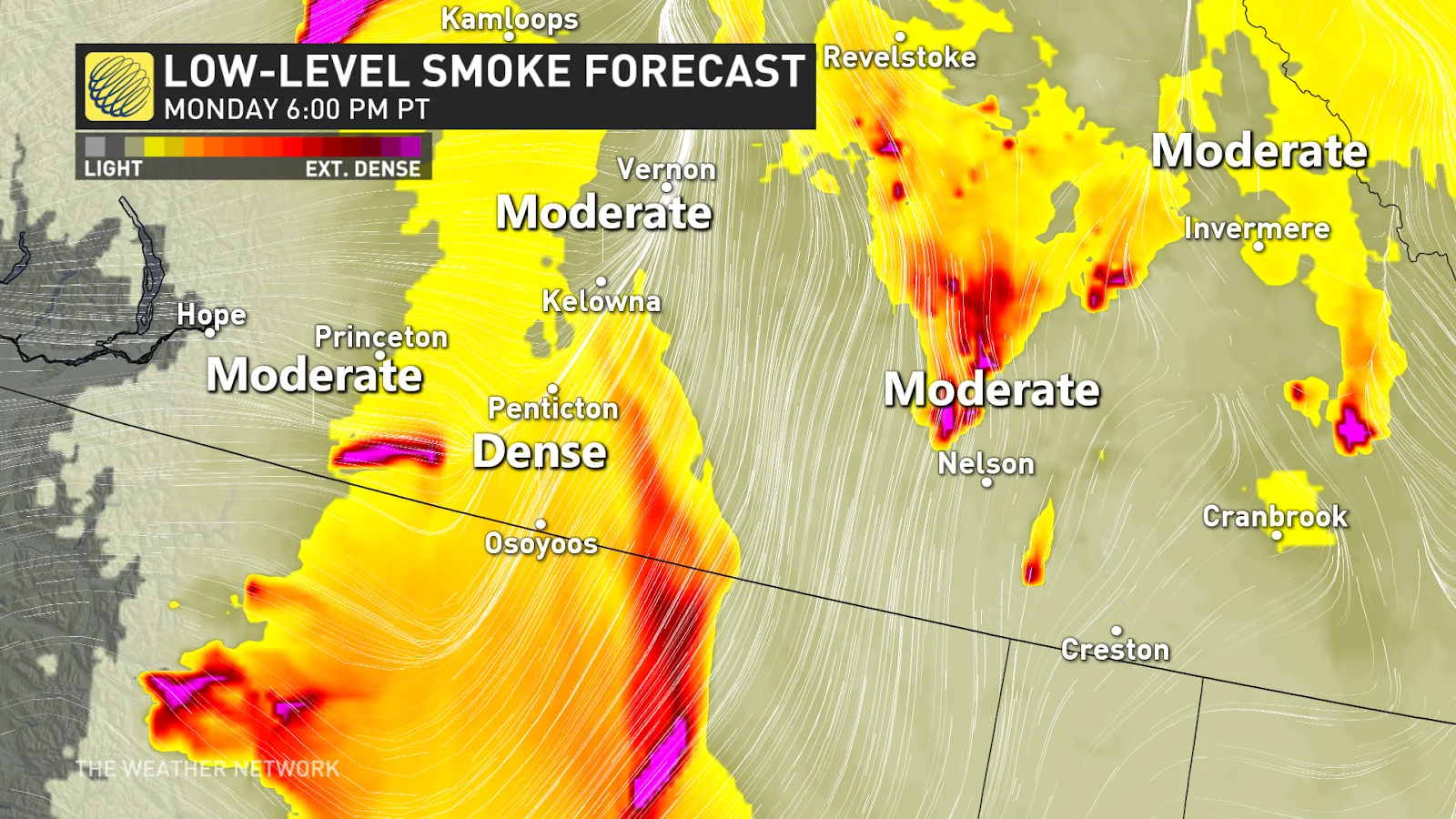 Southern BC low level smoke forecast July 21 2024