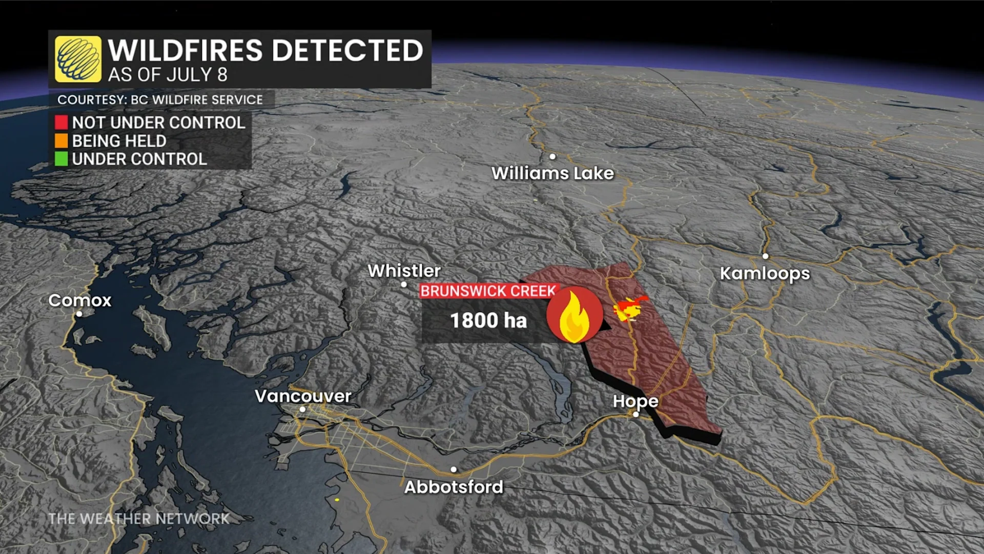 Baron: Boston Bar, British Columbia fire update - July 8, 2026.