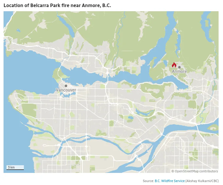 CBC - Location of Belcarra Park fire