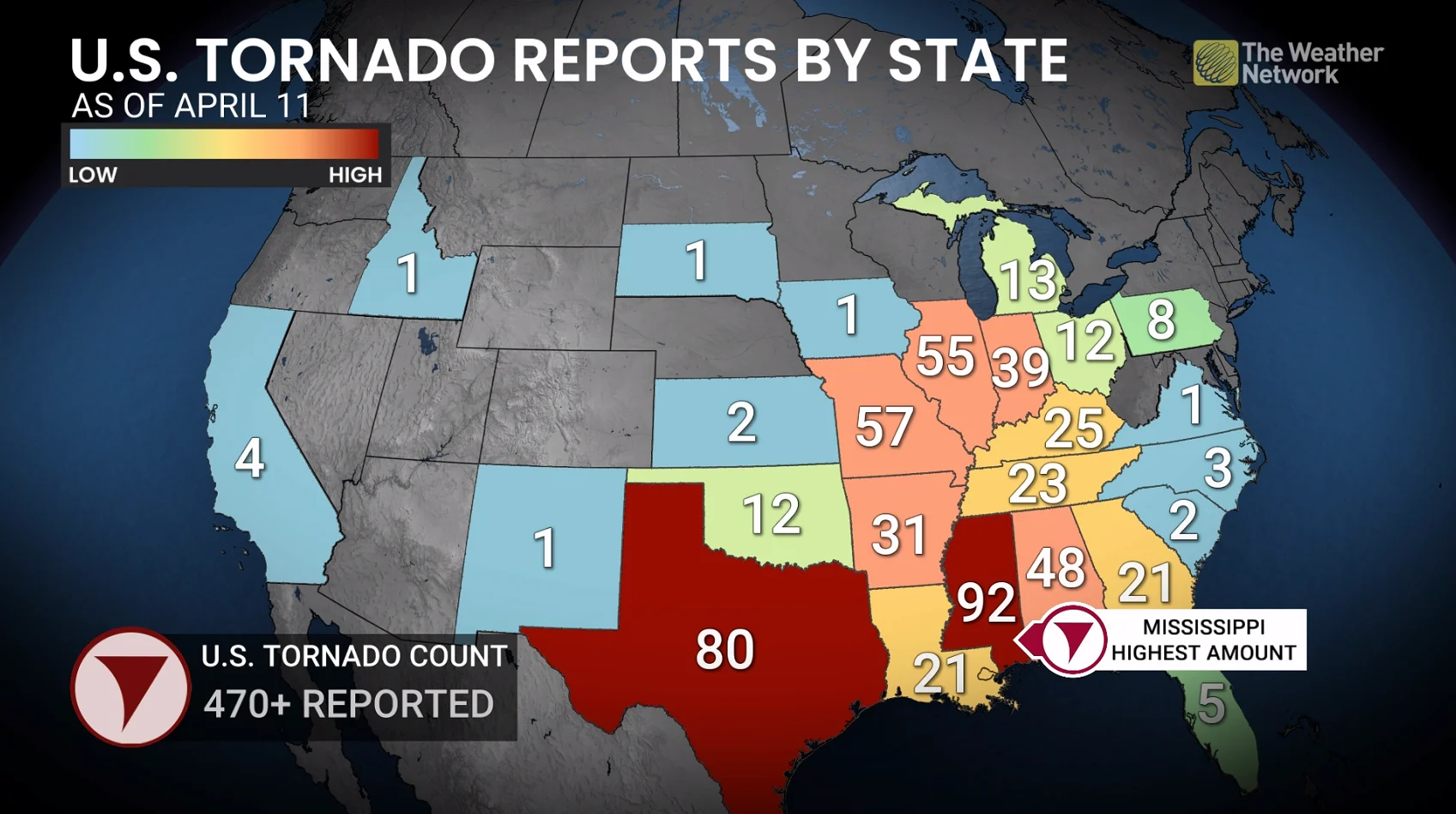 US Tornado Reports April 11 2025
