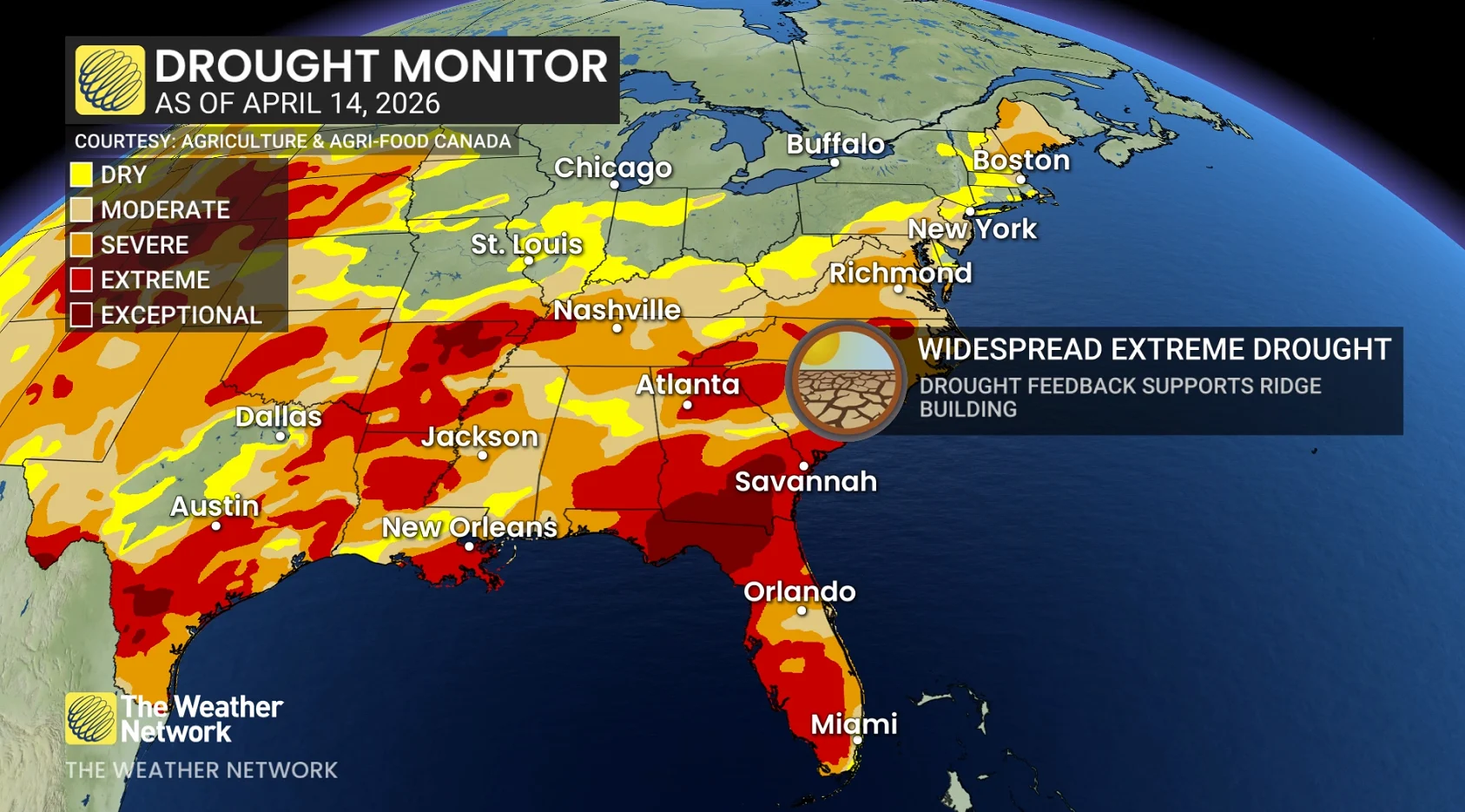 U.S. drought monitor as of April 14, 2026