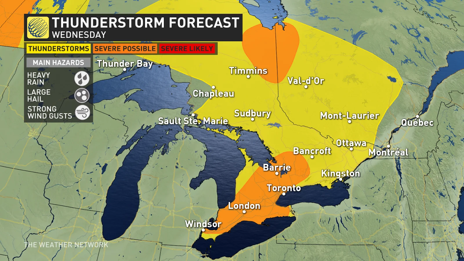 Ontario Wednesday storm risk map July 3 2024