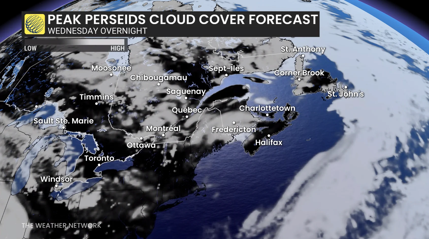 Perseids 2026 Cloud Conditions - East