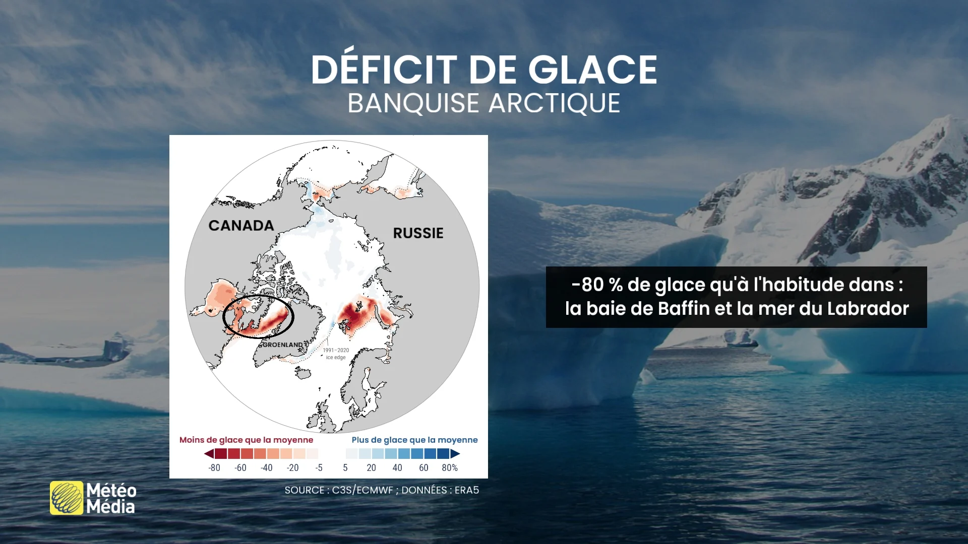 Jusqu’à 80 % moins de glace en Arctique.