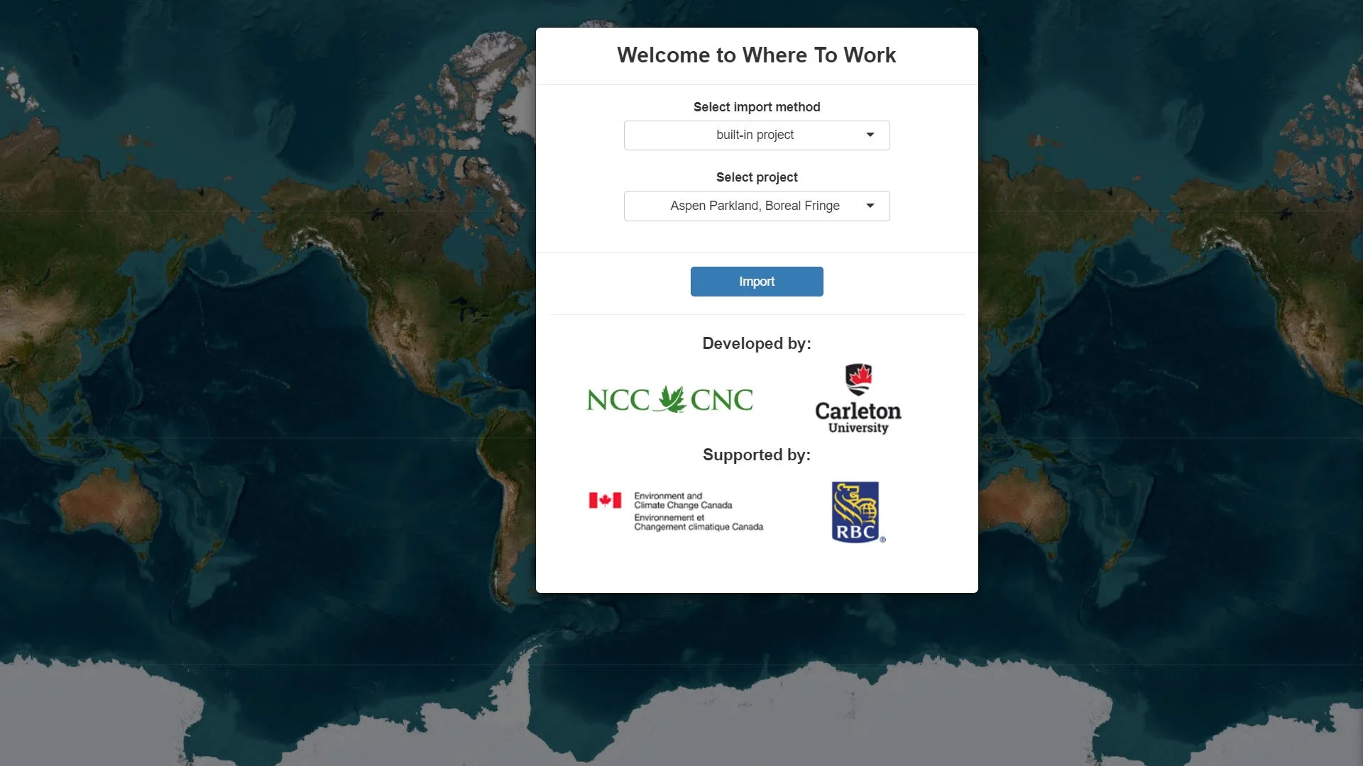 Sites maps screenshot/Nature Conservancy of Canada