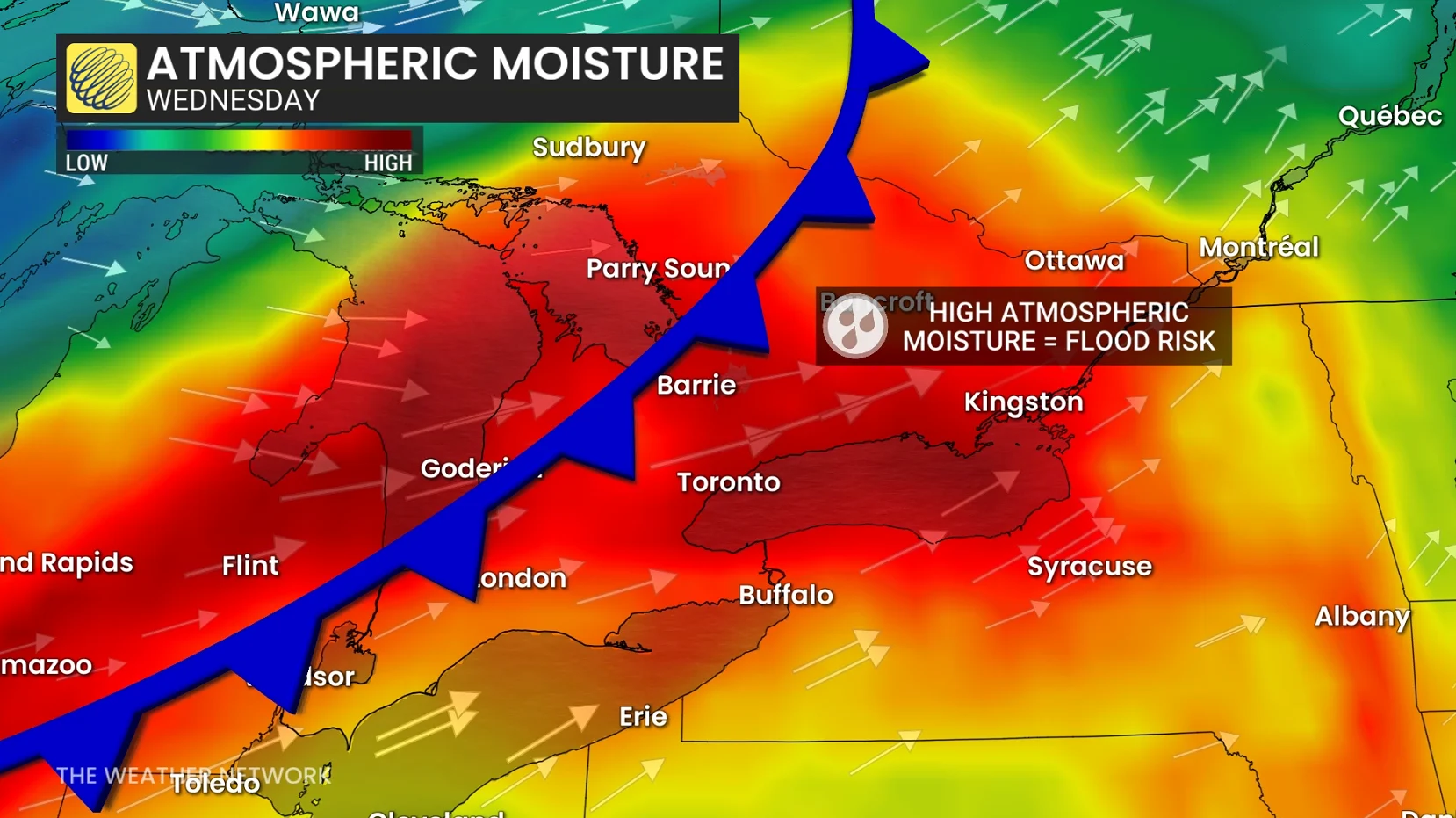 Ontario Wednesday atmospheric moisture