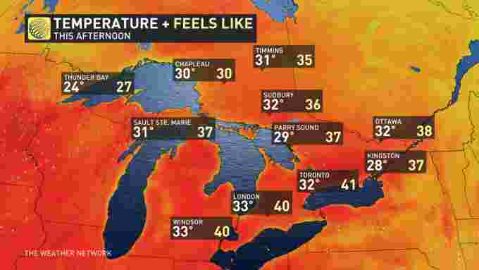 Ontario temperatures Wednesday