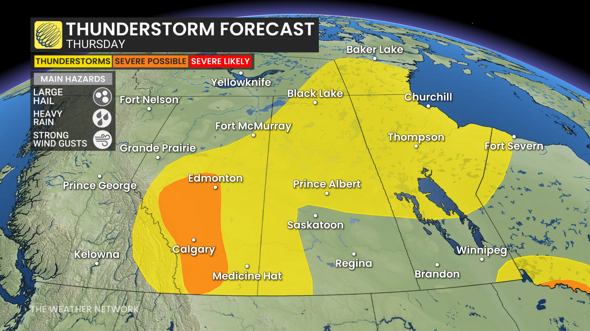 Alberta Thunderstorm forecast Thursday August 20th