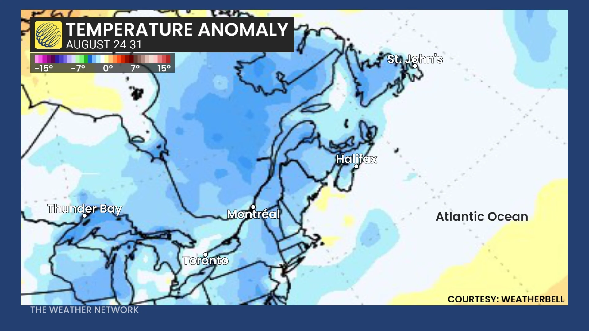 Late August temperature anomaly