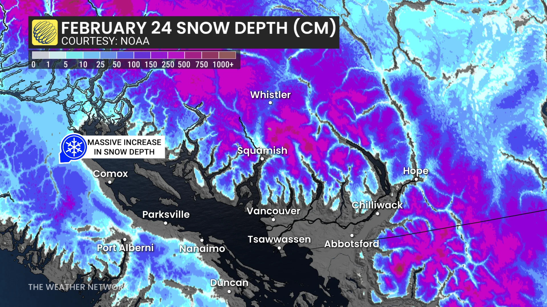 Feb. 24 B.C. snow depth/NOAA