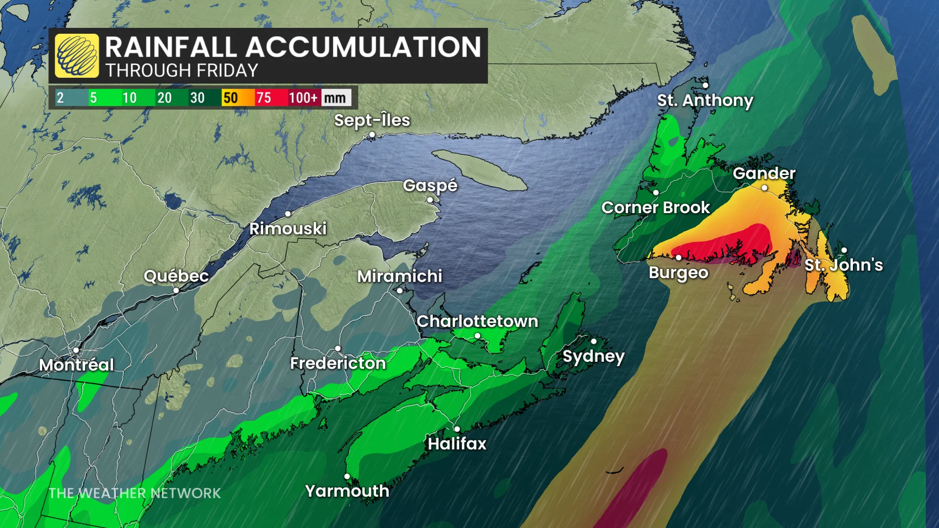Atlantic Canada rainfall accumulation through Friday_Feb. 26